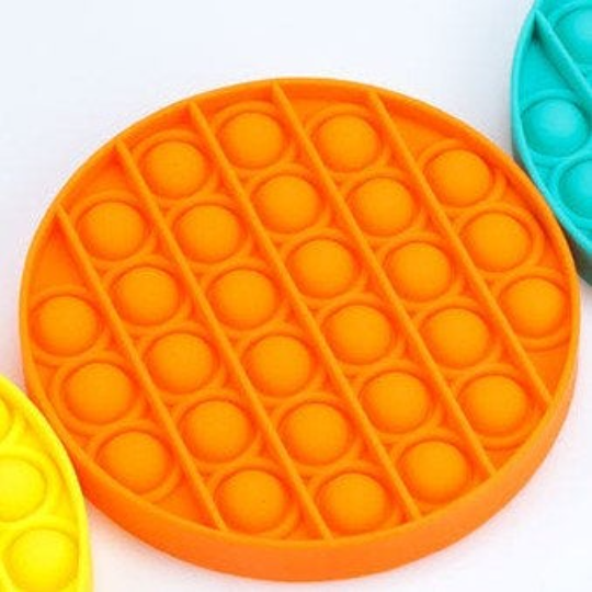 Bubble Pop Up, Push Button Fidget Sensory ~ Orange Round, Calming, UK SELLER